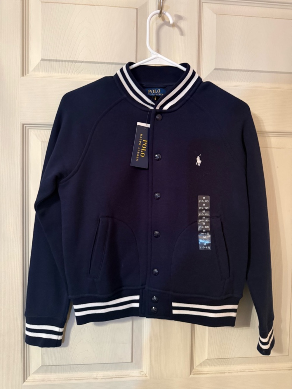 Polo Ralph Lauren Fleece Navy Blue Boys Baseball Jacket 10/12